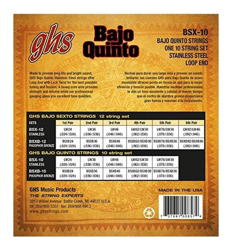 Cuerdas Ghs Ghs Acero Inoxidable Bajo Quinto Strings-loop