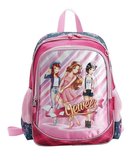 Mochila Escolar Republic Vix By Chenson Jewels Pequena Cor Rosa Desenho do tecido Liso