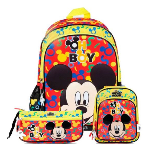 Pack Mochila Oficio Lonchera Cartuchera Mickey Oh Boy Disney