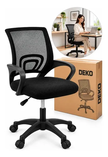 Cadeira De Escritório Giratória Estofada Preta Ergonomica Cor Preto Material Do Estofamento Algodão
