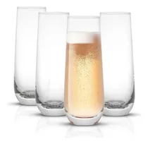 Comprar Joyjolt Milo - Juego De 4 Copas De Champaña Sin Tallo Copas De Champaña De 9 Onzas. Prosecco - Juego De Copas De Vino Mimosa, Juego De Copas De Cóctel, Vasos De Agua, Vidrio Highball, Cristalería De