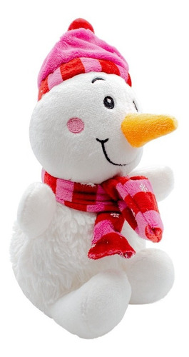 Muñeco De Nieve Peluche Navideño (cascabeles En Su Interior) Blanco