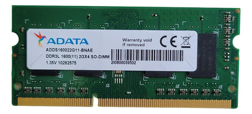 Memoria Ram Adata 2gb Ddr3l 12800 Para Laptop