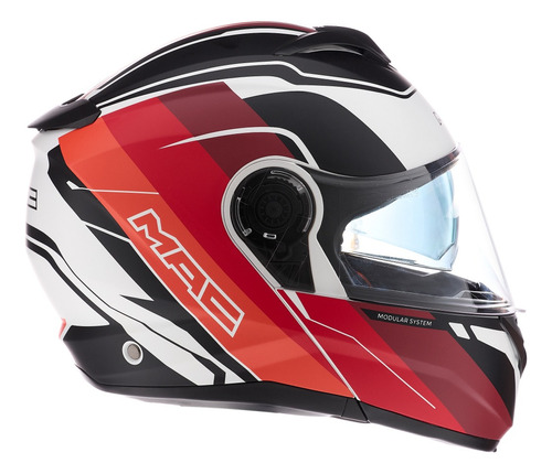 Casco para moto rebatible MAC Rock  negro naranja blanco mate talle L 