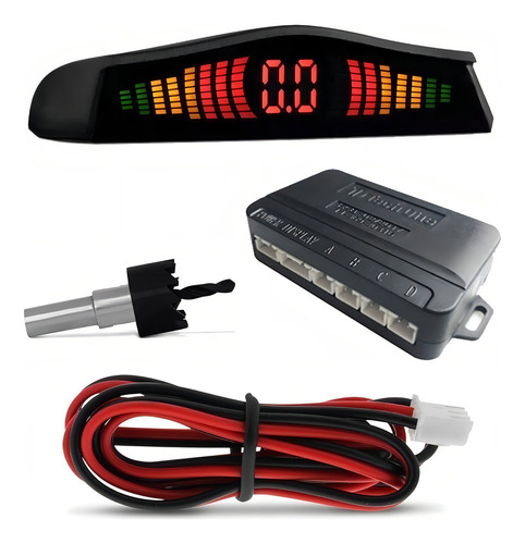 Sensor Estacionamento 4 Pontos Prata Display Sinal Sonoro