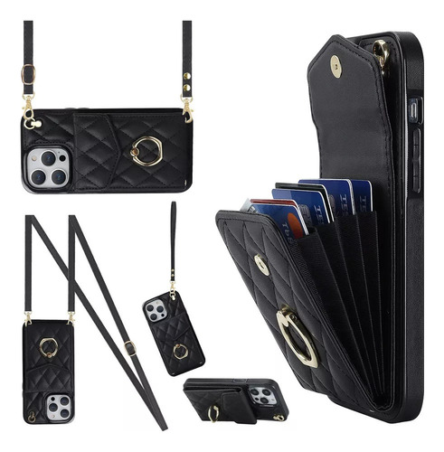 Funda De Piel For Iphone16/15pro Funda Cartera Con Correa