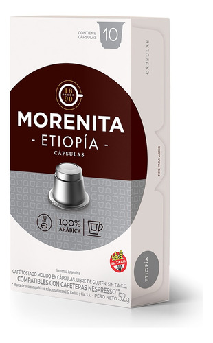 10 Capsulas La Morenita Etiopia - Café Nespresso Compatible