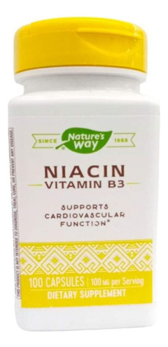 Niacina Vitamina B3 Nature´s Way 100 Mg 100 Cápsulas Eg Nn1 Sabor Sin Sabor