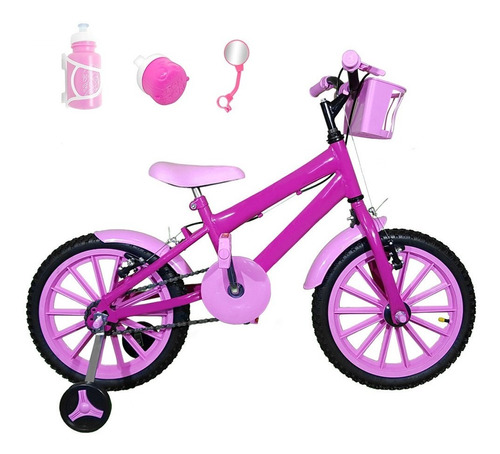 Bicicleta Aro 16 Pink Kit Rosa Bb Com Brindes Bfc0b