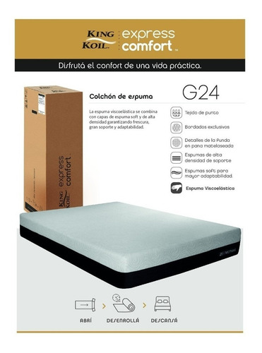 Imagen 7 de 8 de Conjunto Sommier King Koil Express Comfort G24 140x190x24