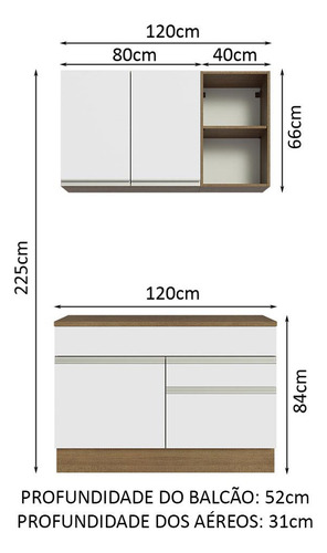 Cocina Integral Completa Modular Madesa Glamy 120cm Color Marrón/Blanco 08