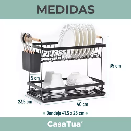 Secaplatos Escurridor 2 Niveles Acero Inoxidable 23 Platos