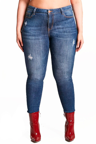 Jean Forever 21plus Size Skinny Ankle Destroyed 18 American