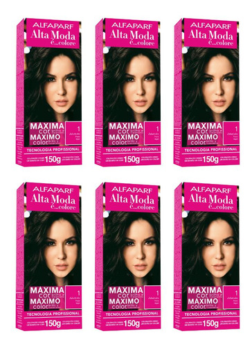 Coloraçao Alta Moda 1.0 Preto 150g - Kit C/6un