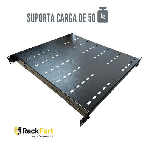 Bandeja Fixa Ventilada 1 U X 500 Mm Rack Padrão 19 Rackfort Cor Preto