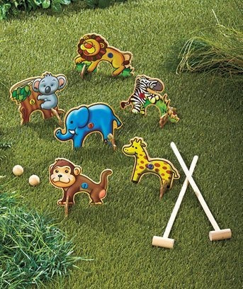 10-piece Safari Madera Croquet Juego Set