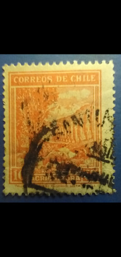 Estampilla Sello Postal De Chile Agricultura De 10 Centavos 