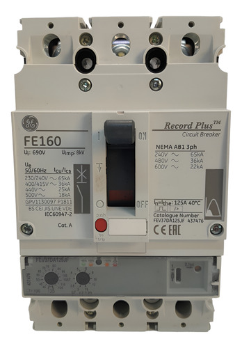 Disjuntor Caixa Moldada Ge Eletrônico 125a 36ka 415vca 3p