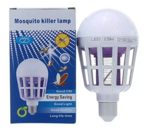 Lâmpada Mata Mosquito 15w 2 Em 1 Luz Led/uv Anti-mosquito
