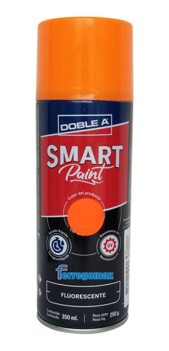 Pintura Aerosol Doble A 350ml Naranja Fluor Poder Cubritivo