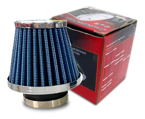 Imagen 1 de 9 de Filtro Venteo Auto Conico Deportivo De Aire Moto Azul 35mm