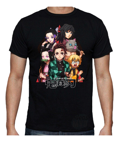 Remera Demon Slayer Group 02 (negra:) Ideas Mvd