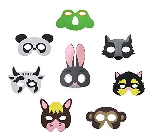 Conjunto De 8 Máscaras De Animales Para Niños Petitebella Para Disfraces De 1-8 Años