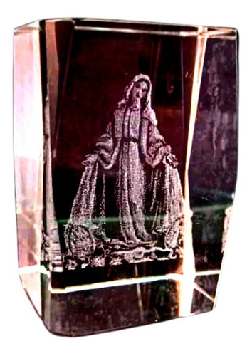 Virgen Maria Cubo Cristal Decorcion Del Hogar