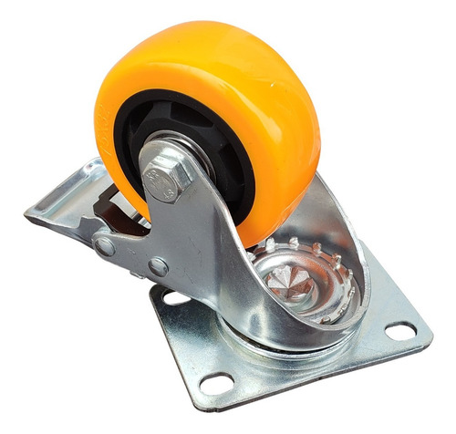 Imagen 7 de 9 de Kit 2 Ruedas Giratorias Pvc 75x32 Mm Con Freno Acero Mueble