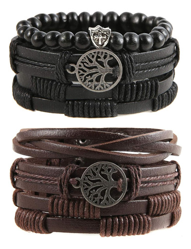 Hzman Genuine Leather Tree Of Life Bracelets Men Women, T Ac