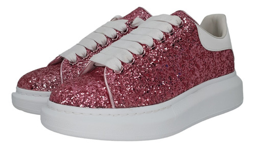 Alexander Mcqueen Tenis Multicolor Shell Glitter Oversized