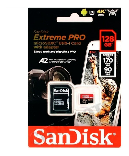 SanDisk 128GB Extreme Plus microSDXC con adaptador-Nuevo/Sellado de fábrica 