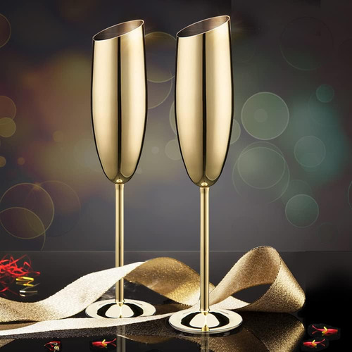 Elegantes Copas De Champán De Acero Inoxidable Doradas Para