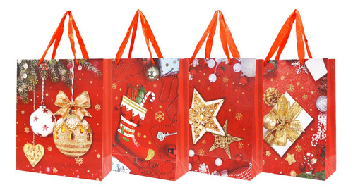 Pack 12 Bolsa De Regalo Plegable Navidad S 19.5x23.5cm