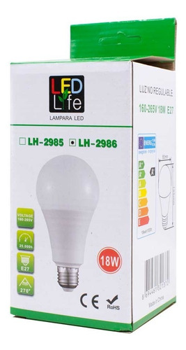 Lampara Led 18w T/bombita Luz Fria Led Life Lh2986