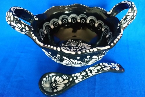 Set De Cazuelas Con Cuchara De Talavera Poblana-arteimperyal