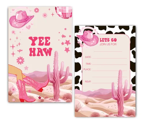 Invitación Fiesta De Cumpleaños Vaquera Para Niñas, 30 Tarje