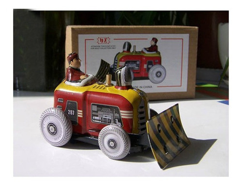 Juguete De Hojalata Modelo De Tractor Excavadora Vintage Con