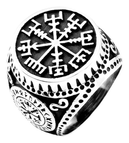 Anillo Runa Vikinga Vikingo Titanio Biker Acero Inoxidable 