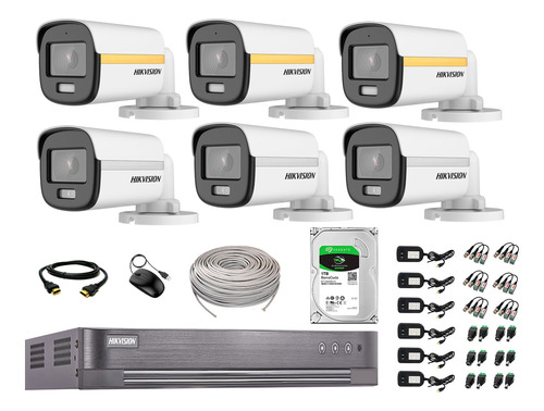 Cámaras Seguridad Exterior Kit 6 1080p Colorvu Noche + 1tb