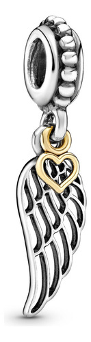 Charm Pandora Colgante Corazón Y Ala De Ángel Color Plateado