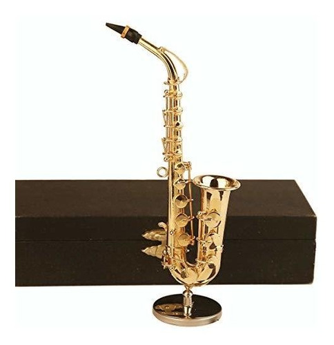 Dselvgvu Saxofón En Miniatura De Cobre Con Soporte Y Estuche