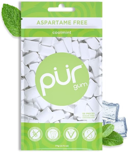 Chicle Sin Aspartame Pur Gum Coolmint 55 Pc Se
