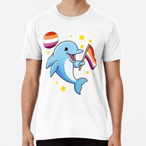 Remera Dolphin In Space Orange Pink Lesbian Algodon Premium 