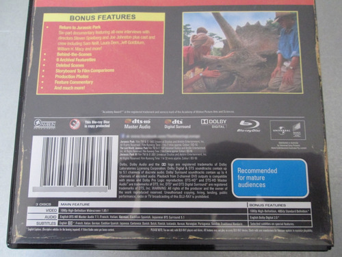 Jurassic Park Trilogía Edición En Caja De Vhs, Bluray 3 Disc (Usado)