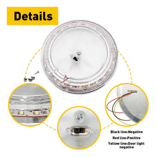 Rv Led 12v Ceiling Fixture Round Reading Dome Light For Bbv