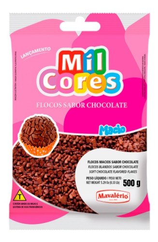 Confeito Flocos Macio Sabor Chocolate Mavalerio  500g