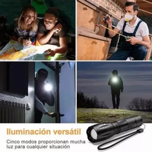 Linterna LED Linterna USB recargable Potente lámpara militar COB