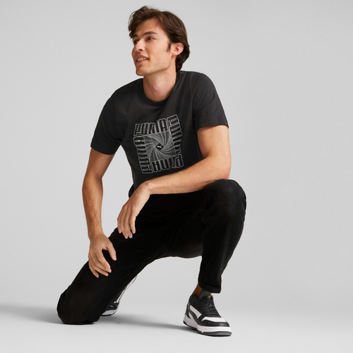 Imagen 3 de 7 de Polera Algodon Puma Reflective Graphic Tee Negro Hombre