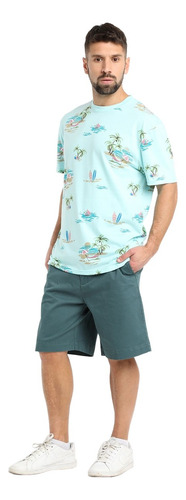 Polera Hombre Jersey Print Estampada - Celeste - Kotting